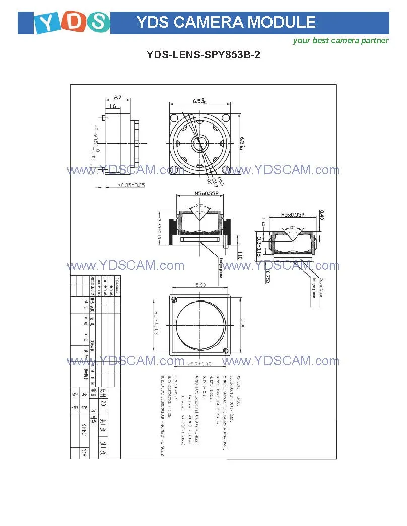 Yds-Kj9-Ov5670 V1.0 5MP Ov5670 Mipi Interface Fixed Focus Camera Module
