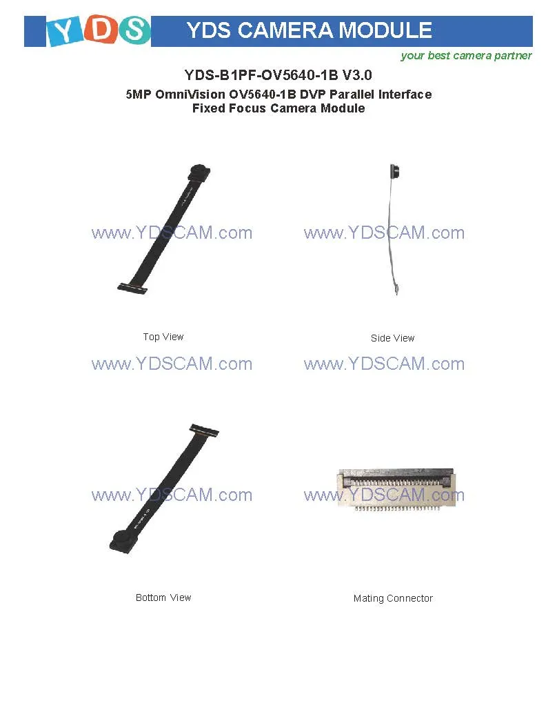 Yds-B1PF-Ov5640-1b V3.0 5MP Ov5640-1b Dvp Parallel Interface Fixed Focus Camera Module