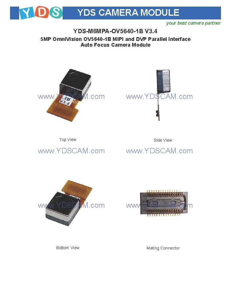 Yds-M6MPa-Ov5640-1b V3.4 5MP Ov5640-1b Mipi and Dvp Parallel Interface Auto Focus Camera Module